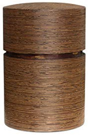 Denshiro - japanische Teedose rund 150g losen Tee, Obizutsu Wenge, braun, Wenge-Holz und Kirsch-Baumrinde. Zwei Aroma-Deckel, von Hand in Japan gefertigt, Geschenk-Verpackung