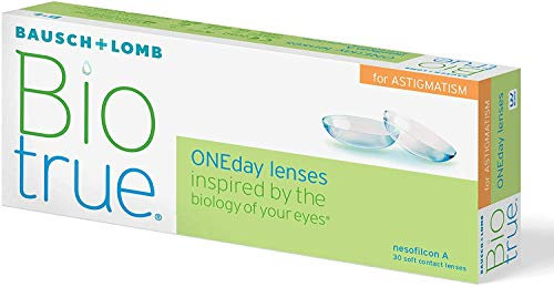 Bausch + Lomb Biotrue ONEday for Astigmatism Tageslinsen, torische Kontaktlinsen, weich, 30 Stück BC 8.4 mm / DIA 14.5 / CYL-0,75 / Achse 160 / -5 Dioptrien