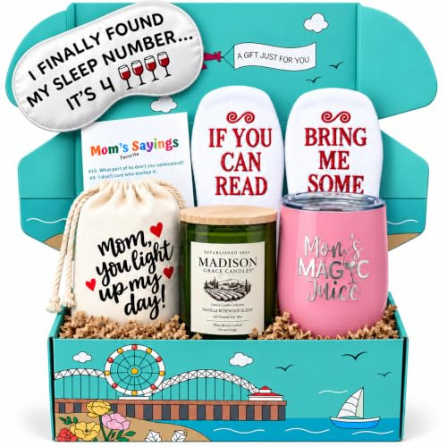 Wine Lover Gift Box for Mother by Silly Obsessions. Birthday Gift Basket for Mom, Wife, Women. Wine Gift for New Mom On Mother's Day, Pink, M
