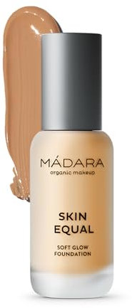 MÁDARA Organic Skincare | Skin Equal Soft Glow Foundation Makeup SPF 15 SAND 40 – 30 ml, Mineralfoundation mit Hyaluronsäure, mittlere Deckung, frisches Finish, vegan, COSMOS Natural zertifiziert