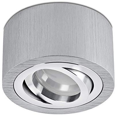 lambado® Flache LED Aufbaustrahler/Deckenstrahler Set inkl. 230V 5W Spots dimmbar - runde Aufbauleuchte/Deckenspots in Alu gebürstet