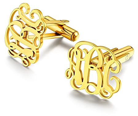 PROSTEEL personalisiert Namen Buchstaben Cufflinks Herren Hemd Anzug Modeschmuck 18k vergoldet Hochzeit Verlobung Manschettenknöpfe für Vater Bräutigam