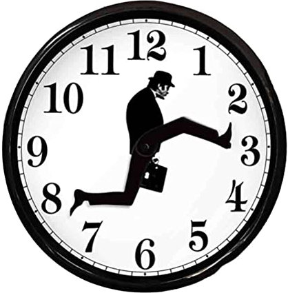 Rvtkak Ministry of Silly Walks Uhr, kreative Wanduhr, Gehzeit, Geschäftsmann, Aktentasche, Glaswand, runde Uhr, stille Stummschaltuhr, Heimbürodekoration, Neuheit Wanduhr