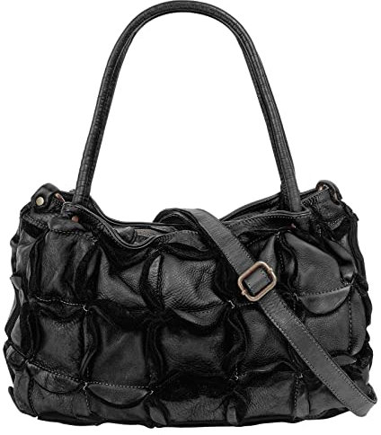 Samantha Look Shopper Echt Leder Damen | Made in Italy, Geräumige Vintage Schultertasche mit Reißverschluss & Smartphonefach | 021326