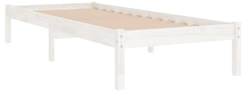 vidaXL Kiefer Massivholzbett Bettgestell Bett Holzbett Einzelbett Futonbett Bettrahmen Schlafzimmerbett Schlafzimmermöbel Weiß 90x200cm
