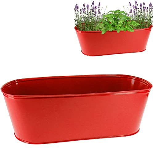 alles-meine.de GmbH 3 Stück große XL - Töpfe/Blumentöpfe Farbwahl Metall - Ø 50 cm - rot - oval - länglich - groß - Eimer/Dekotöpfe - Übertöpfe - rostfrei Blech - bunt ..