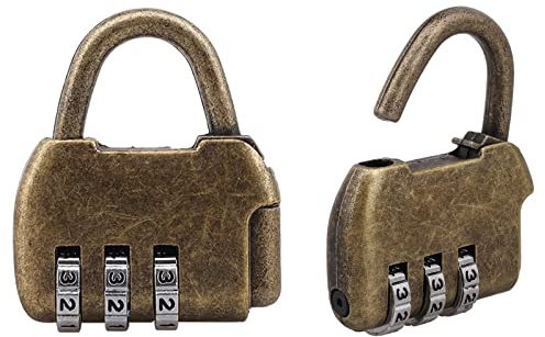 FDXGYH 2 unids antiguo contraseña candado retro estilo vintage mini combinación cerrojo cerradura bolso forma bronce cerraduras