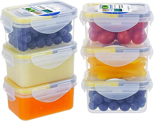 EASYLOCK 6er-Set 180ML Luftdicht Plastik Frischhaltedosen Mit Deckel, Rechteckig Kleine Aufbewahrungsboxen, Saucenbehälter, Snackbox (transparent)