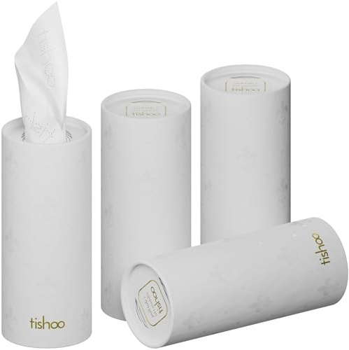 tishoo Hyaluronic Acid-Infused 4-ply Ultra Luxury Tissues | for Car Cup Holders, Home & Travel | 40 Tubes x 40 Sheets Bulk Pack | White/Pure