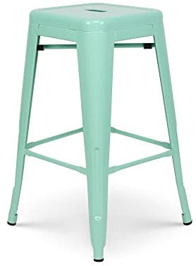 Kosmi - Barhocker, Mintgrün, glänzend, Industriestil, Höhe 66 cm