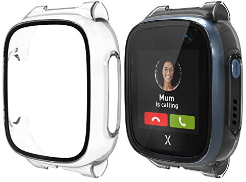 Arshot Schutzhülle für Xplora X5 Play Kids, 2 Stück Hülle mit Displayschutz aus Penzerglas(9H Härte), 360° Rundum PC Stoßfeste Gehäuse für Xplora X5 Play Kids - Transparent + Schwarz