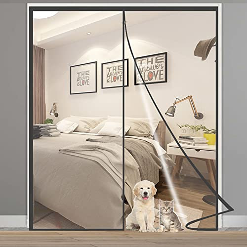 Tenda Magnetica Isolante Termica in PVC Trasparente,Autoadesivo Schermo Termico for Porta,Inverno a Prova di Vento Tenere Caldo per Porte Finestra per D'ingresso Cucina (W110xH230cm(43x90in))