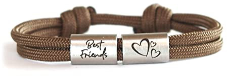 Gravur Armband Beste Freunde personalisierbar, Segeltau Armband, Surferarmband, Edelstahl, Unisex