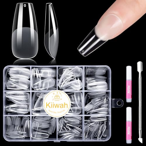 Kiiwah 240 Stück Nail Tips Künstliche Nägeltips Set, 10 Größen Soft Gel Halbmattierte Nagelspitzen, Ballerina Full Cover Kunstnägel zum Aufkleben für Nagelstudios Starter DIY
