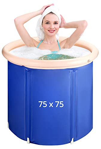 QWORK® vasca da bagno portatile per adulti, vasca pieghevole per doccia, bagno, esterno - 75x75cm (L)