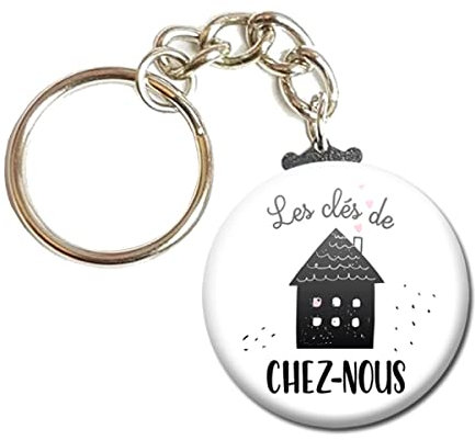 Porte Clés Chaînette 3,8 centimètres Les clés de Chez Nous Idée Cadeau Accessoire Fête Noel Anniversaire Remerciement Humour Moto Maison Voiture