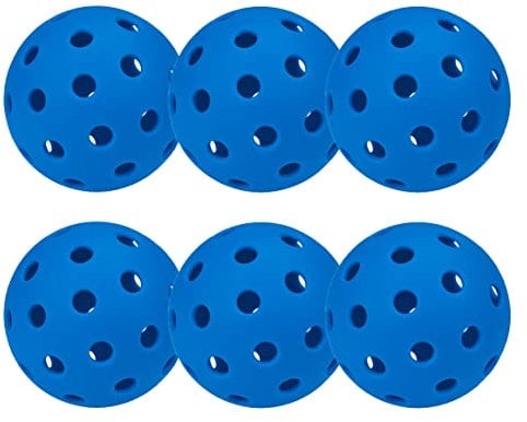 Pozzobon Floorball & Unihockey Ball, Pickle Ball, Pickleball 6er Set, Wettkampfball + Trainingsball mit 40 Löcher PKQ-01 (6 Dunkel Blau)
