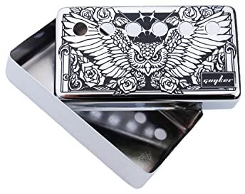guyker Humbucker Pickup Cover (50mm/52mm Polabstand) - Cupronickel Brücke und Hals Pickups Rahmen Set Ersatzteile für Les Paul LP Style E-Gitarre, Eagle Style, Chrom