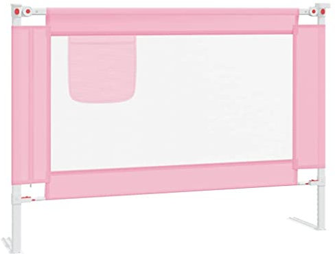 vidaXL Barandilla de Seguridad Cama de Niño Protección Cuna Bebé Guardería Dormitorio Habitación Protector Riel Barrera Tela Rosa 90x25 cm