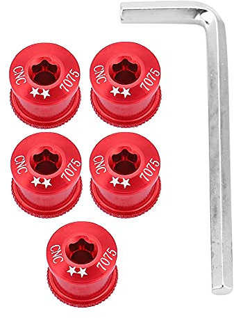 Tornillos para Plato, 5 Piezas Tornillo para Plato De Bicicleta, Tornillo para Plato De Aleación De Aluminio con Llave para Plato para Bicicleta De Montaña, Bicicleta De Carretera(7mm-红色)