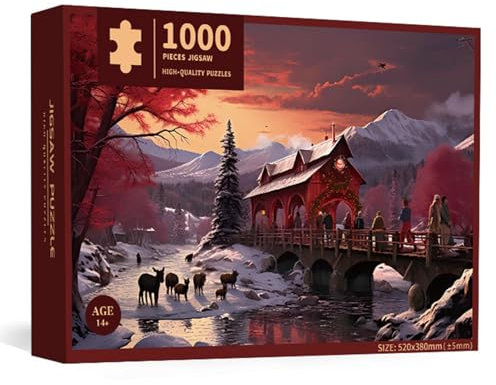 Supatmul Puzzle Adventskalender 2025, 1000 Teile Weihnachtsszenen Puzzles für kinders Erwachsene, 24 Tages Weihnachts-countdowns Kalender Puzzle Adventskalender Geschenke für jungenss Mädchen