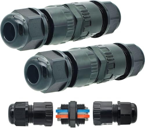 Connettore Stagno da Esterno, CTRICALVER 2 Poli Giunto Elettrico Impermeabile, Connettori Elettrici IP66 per Diametro del Cavo Ø5-10mm, Scatola Connettori Impermeabile (2 Pacchi)