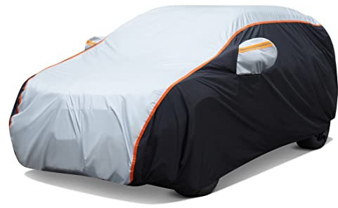 Sailnovo SUV Abdeckplane Auto Allwetter-Wasserdicht UV-Schutz Winddicht Außen Vollständige Autoabdeckung, Universal Fit für SUV Länge bis zu 485cm Schwarz und Silber(485 * 190 * 185CM)