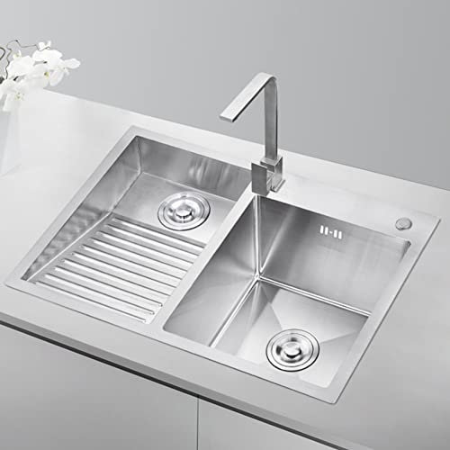 Lavello da Cucina, lavabo da appoggio in Acciaio Inox, lavabo da Bagno, lavabo da Lavanderia con ASSE per Lavare (Kit 3 70×48CM)