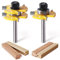 Tongue and Groove Router Bit Set of 2 Pieces, 1/4 Inch Shank, 3 Teeth Adjustable T Shape Wood Milling Cutter, 1/2Inch Cutting Depth，3/4Inch Stock，Woodworking Tools