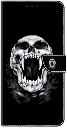 Wuhaizher iPhone 12/12 Pro Case Shockproof Flip Leather Folio Book Wallet Phone Case for Girls Kids with Card Holder Stand Silicone Bumper Cover for iPhone 12/12 Pro, Skull