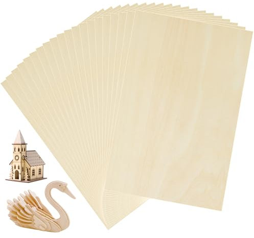 WOPPLXY 24 piezas de madera de balsa, 300 x 200 x 1,5 mm, aglomerado, tablero de madera para modelo, arte y manualidades, pintura, bricolaje carpintería, decoración
