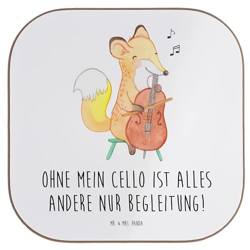 Mr. & Mrs. Panda weinflaschenuntersetzer Cello Magie - Geschenk, Holzuntersetzer, Klassische Musik, Teeuntersetzer, Tassenuntersetzer, Coaster, Lernen, Orchester, Instrument, Musikinstrument, Musiker