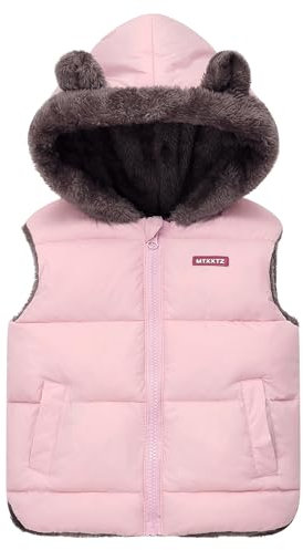 FEOYA Gilet en Duvet pour Fille Garçon Matelassé Manteau à Capuche Veste Doudoune sans Manche Enfants Léger Chaude Vêtement Avec Zippée Outwear 120