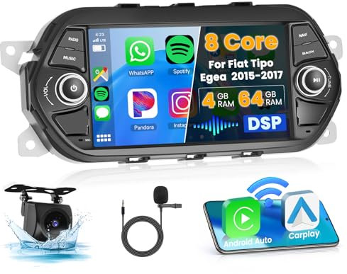 Ohradio 8 Core/4G+64G Autoradio Android 13 für FIAT TIPO EGEA 2015-2017 mit Carplay Wireless Android Auto Radio 7 Zoll Touchscreen mit GPS 59UI DSP WiFi BT RDS/FM Rückfahrkamera MIC