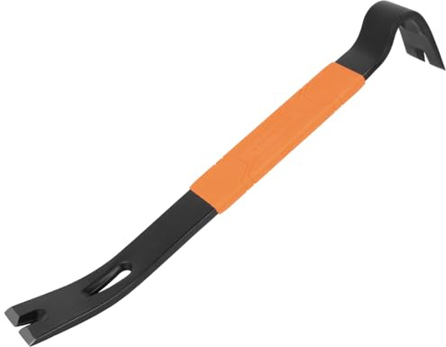 Klein Tools 66094 Pry Bar, Flat Heavy Duty, Crowbar Nail Puller, Forged Carbon Steel, Curved Claw, For Prying, Scraping, Lifting, Pulling, 15-Inch