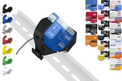 Print Worth 3D Hutschienenhalter PWG3-Mini für 32 Shellys: 1,1PM,2PM,Shutter,1L,2L,EM,i4,i4DC,i4LR,Dimmer,Dimmer Dali,RGBW PM (Wave/Plus,G3,G4) (Schwarz)