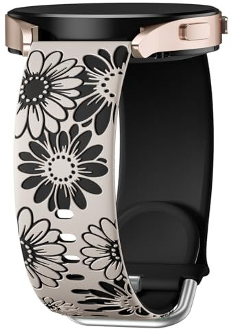 Netolo Floral Gravierte Armband Kompatibel mit Samsung Galaxy Watch 7 6 5 4 40mm 44mm, Galaxy Watch 6 4 Classic / 5 Pro 45mm/ FE/Active 2, 20mm Weich Silikon Armband für Damen