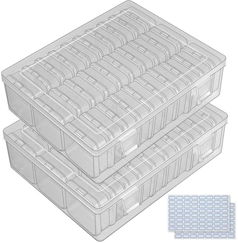 LILUONGS Perlen Aufbewahrungsbox, Diamond Painting Aufbewahrungsbox, 30 Teilige Rechteckige Klein Aufbewahrungsbox mit Stickers Sortierboxen für Kleinteile Perlen Samen Bastelarbeiten (2 Stück)
