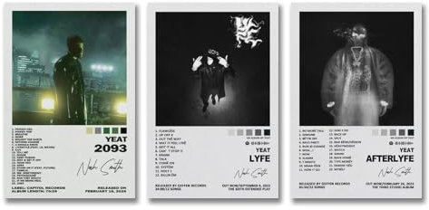 hoxaooi A Set Of 3 Yeat Album Poster Für Zimmer, Ästhetische Leinwand-Wandkunst, Schlafzimmer-Dekor Poster 08x12inch(20x30cm)-3pcs