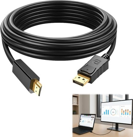4K Displayport To HDMI Cable,Gold-Plated DisplayPort (DP) To HDMI Cable Compatible,hdmi To Display Port For Monitor, Projector, HDTV, Dell Laptop, HP, Asus And Other Brand (1.8M)
