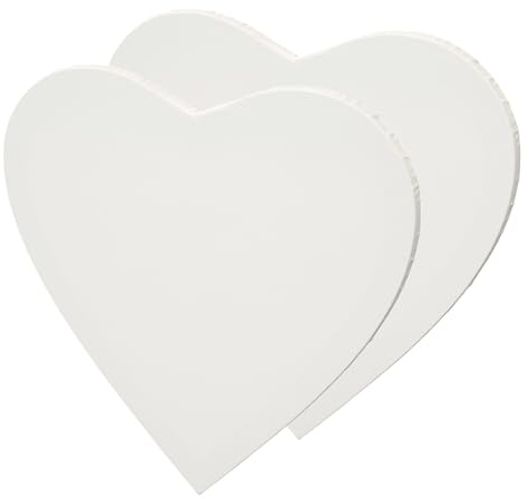 Artikum 2x Herz Leinwand 30 cm | Leinwand auf MDF-Rahmen zum Bemalen, Herzform, vorgrundiert und malfertig | Qualitätsgewebe 380gsm