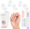 BUTBU Semi Cured Gel Nail Strips, 20 Pcs Gel-Nail Stickers with Mini UV Lamp, Self-Adhesive Waterproof French Nails Wraps, gel nail-Polish-Strips with nails File for DIY nail-Art (White)