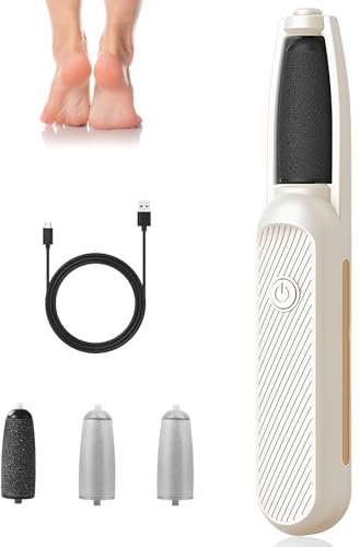 Râpe Électrique Pieds Anti Callosités, Rape Pedicure Rechargeable, Rapeuse Pieds Électrique Professionnel, avec 4 Rouleaux de Rechange, pour Eliminer Les Pieds Peaux Morte et Callosités