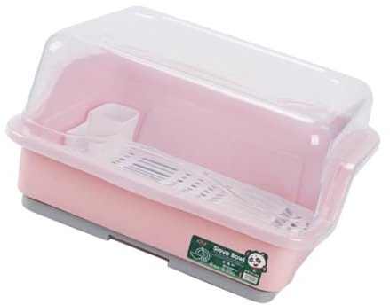 Ciieeo 1 Pieza Caja de Almacenamiento de Cubiertos con Tapa y Escurridor de Platos para Cocina Estante Multifuncional de Plástico para Secado y Organización Diseño Ventilado Reutilizable