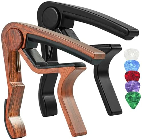 Gitarren Capo aus Aluminiumlegierung, 1 Satz für Gitarre | Inklusive Gitarrenplektrum, Stabile Spannkraft, Leichtes Satz für Anfänger und Musiklehrer Zufällige Farbe