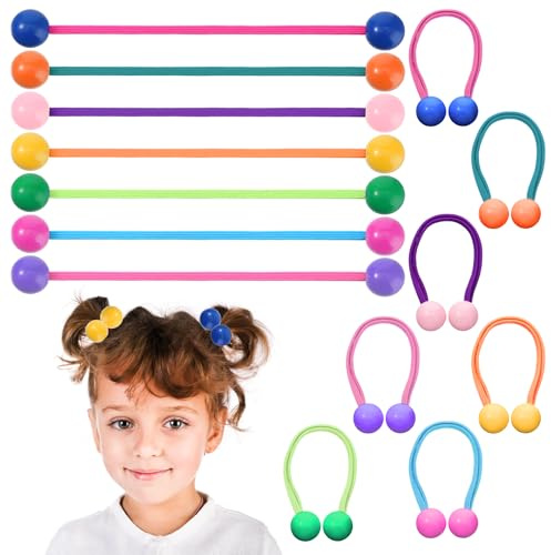 21 Stück Gummi-Doppelkugel Haargummis,Bunte Elastische Pferdeschwanz Haarbänder,Süße Mädchen Haargummis,für Frauen, Kleinkinder, Mädchen