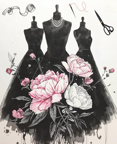 Fashion Design Notebook: Elegant Couture Mannequin Cover with Peonies: Perfect Gift for Aspiring Fashion Designers, Tailors & Style Lovers