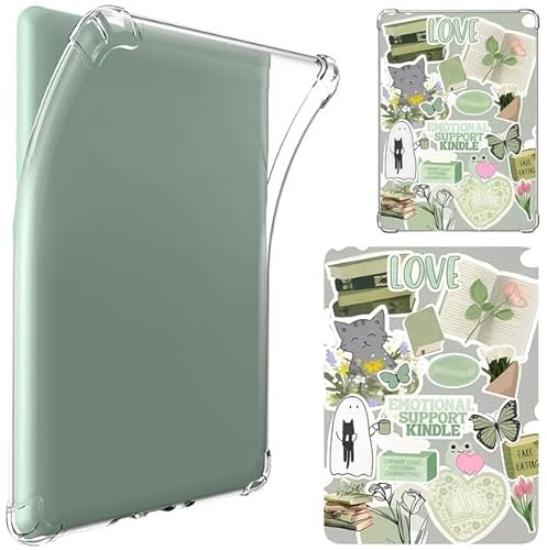 LEPGUYO Custodia Kindle Paperwhite 7 Pollici Silicone Trasparente, Anti-Scratch per 12ª Generazione 2024 PW6/K12, con Carte Retro di Lettura