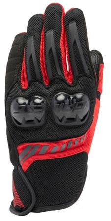 Dainese - Mig 3 Air Tex Gloves, Motorradhandschuhe Sommer, Belüftetes Mesh für Atmungsaktivität, TPU-Knöchelprotektoren, Leicht & Komfortabel, Schwarz/Rot, S | Mesh-Einsätze