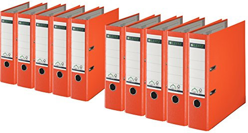 Leitz 1010-50 Qualitäts-Ordner Plastik-Cover (A4 breit | 10er Pack, orange)